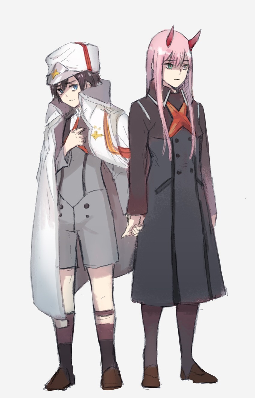 zero two and hiro (darling in the franxx) drawn by nakadai_chiaki