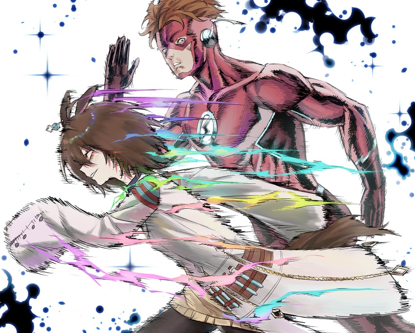 agnes tachyon, the flash, and wally west (umamusume and 2 more) drawn by tyrezal