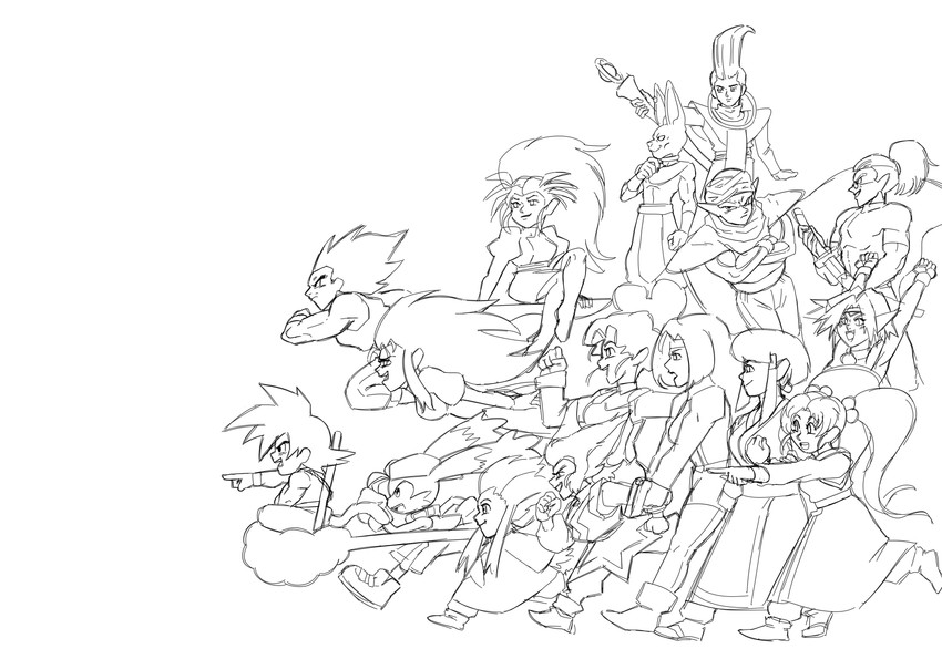 son goku, vegeta, piccolo, ryouko, masaki sasami jurai, and 10 more (dragon ball and 4 more)