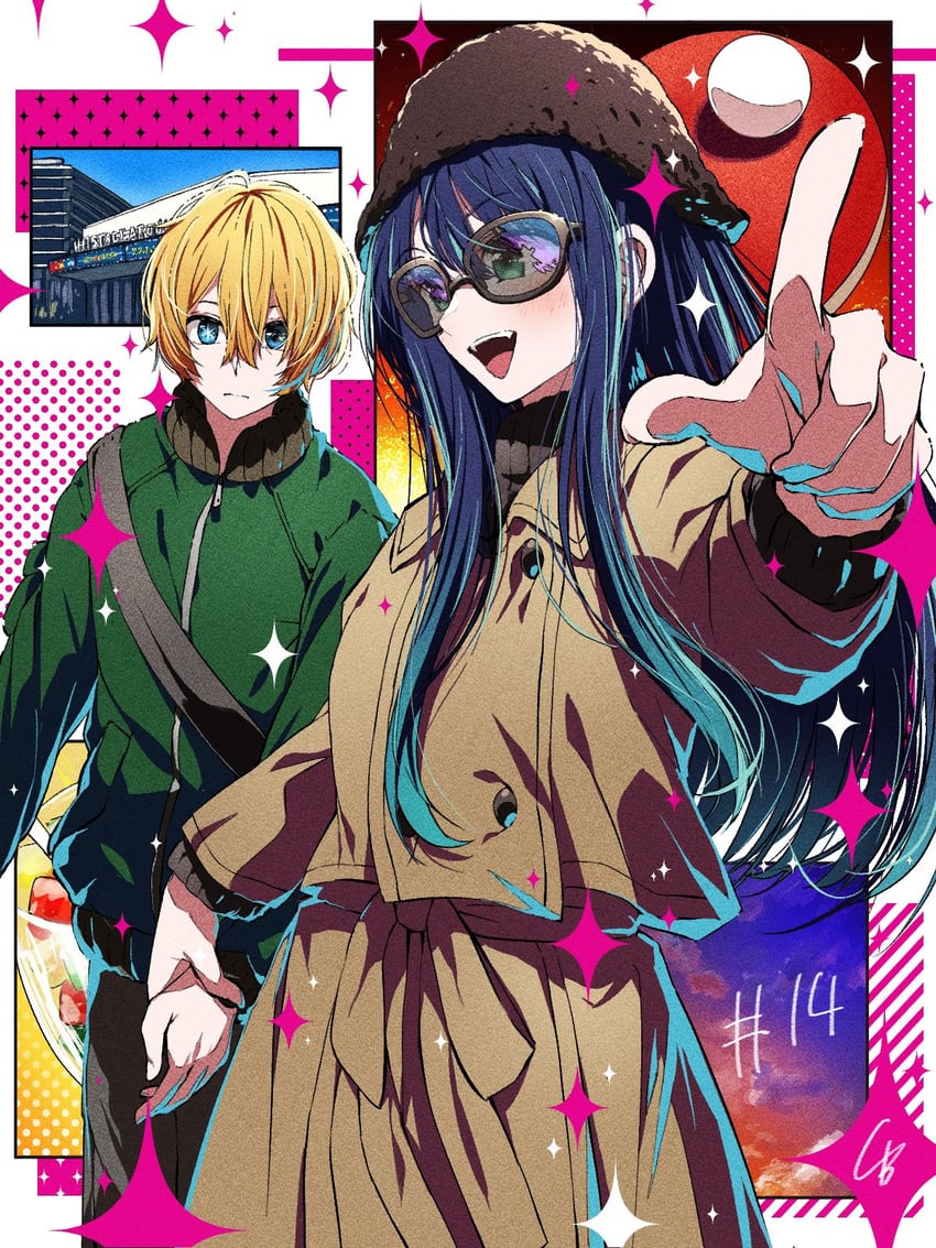 hoshino aquamarine and kurokawa akane (oshi no ko) drawn by 4b-enpitsu