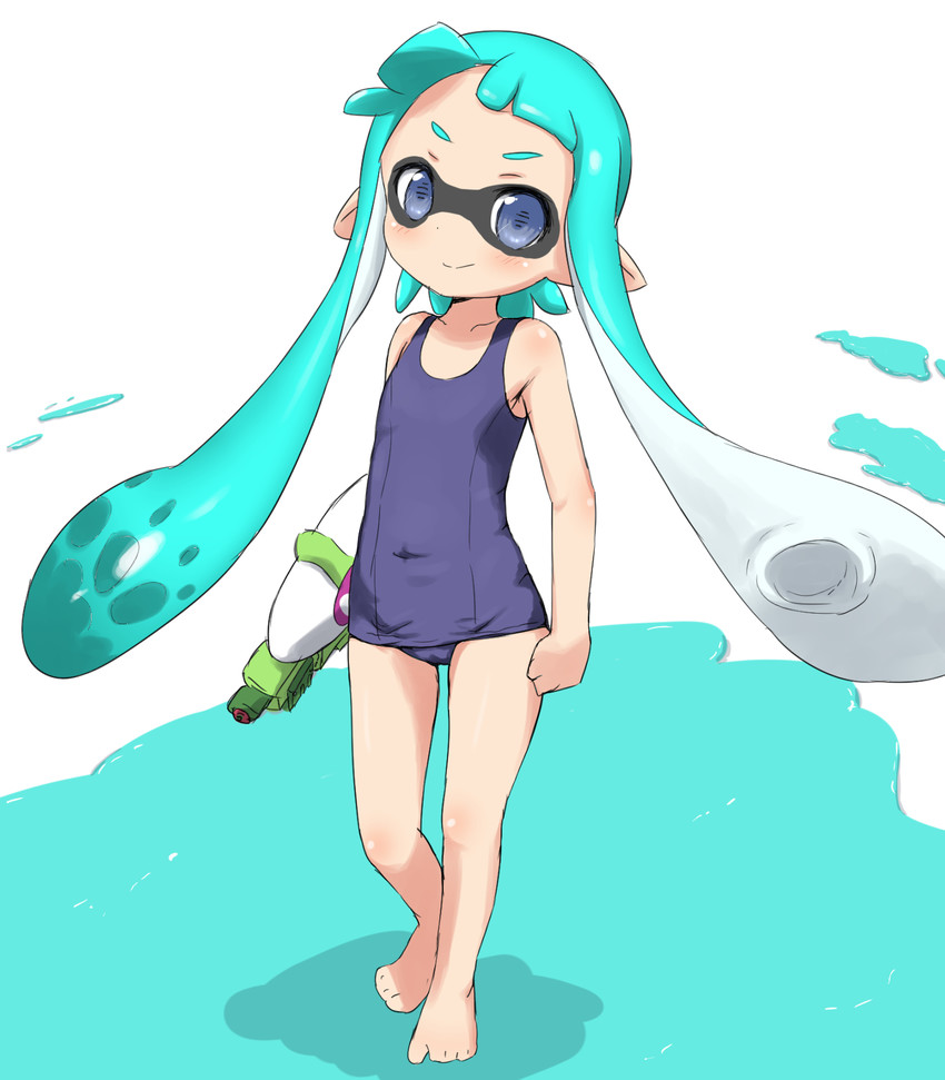 inkling player character and inkling girl (splatoon and 1 more) drawn by yakihebi