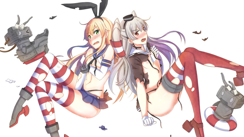 shimakaze, amatsukaze, rensouhou-chan, and rensouhou-kun (kantai collection) drawn by keikei_(kitty_colors)