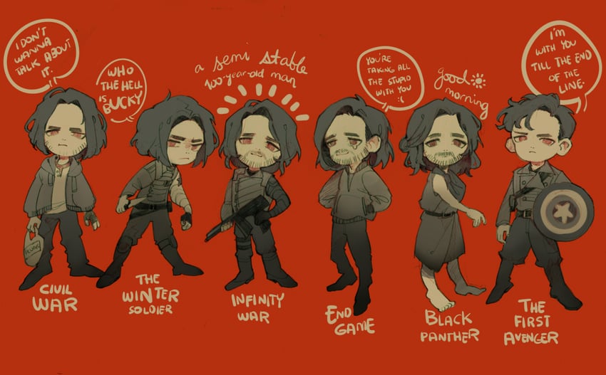 bucky barnes and winter soldier (marvel and 9 more) drawn by archived-nt