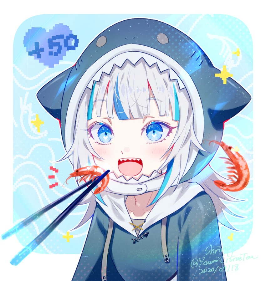 gawr gura (hololive and 1 more) drawn by youmicitrustea
