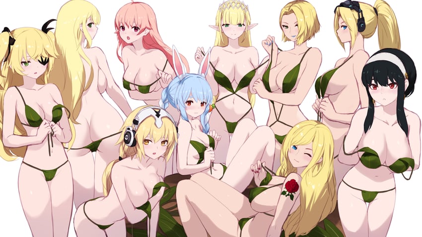 usada pekora, yor briar, jeanne d'arc, fischl, emma frost, and 6 more (fate and 13 more) drawn by cait_aron