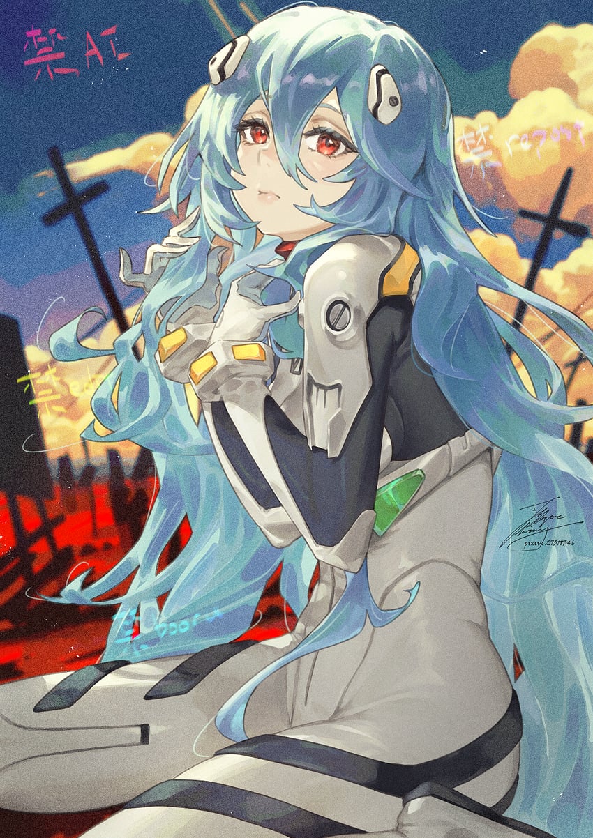 ayanami rei (neon genesis evangelion and 2 more) drawn by fadingz