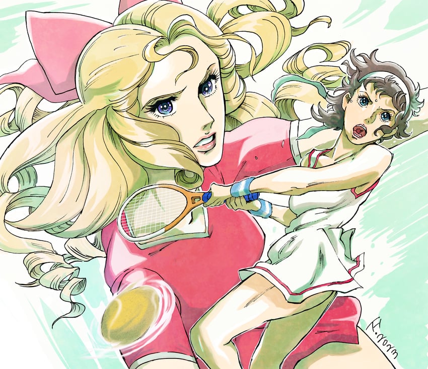 oka hiromi and ryuuzaki reika (ace wo nerae!) drawn by kujira_gunsou