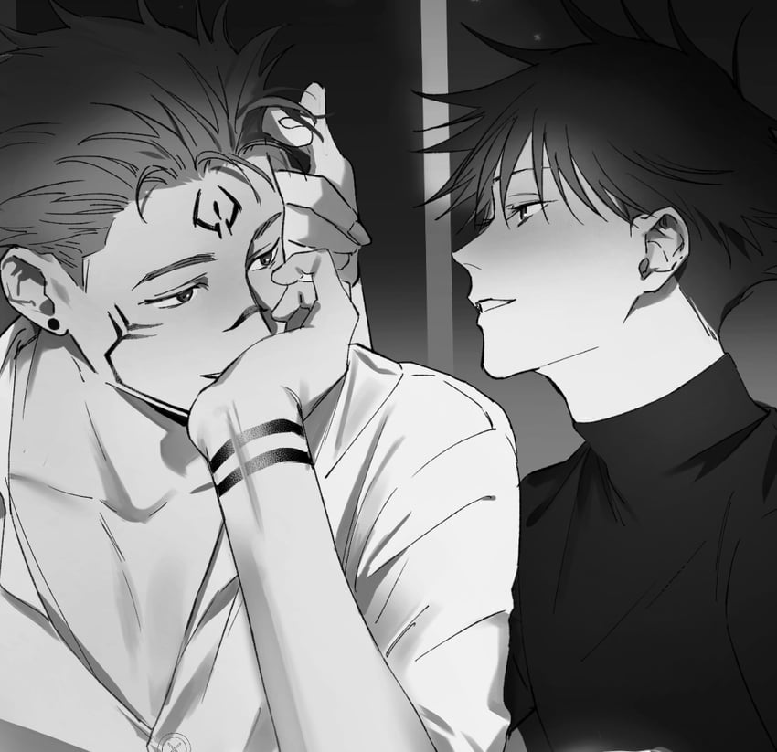 fushiguro megumi and ryoumen sukuna (jujutsu kaisen) drawn by kamome_(penguin_n)