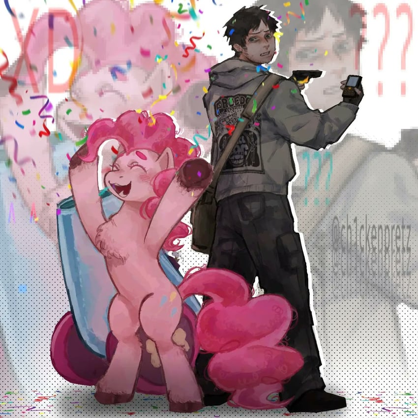 pinkie pie, simon henriksson, and pinkamena diane pie (my little pony and 2 more) drawn by ch1ckenpretz