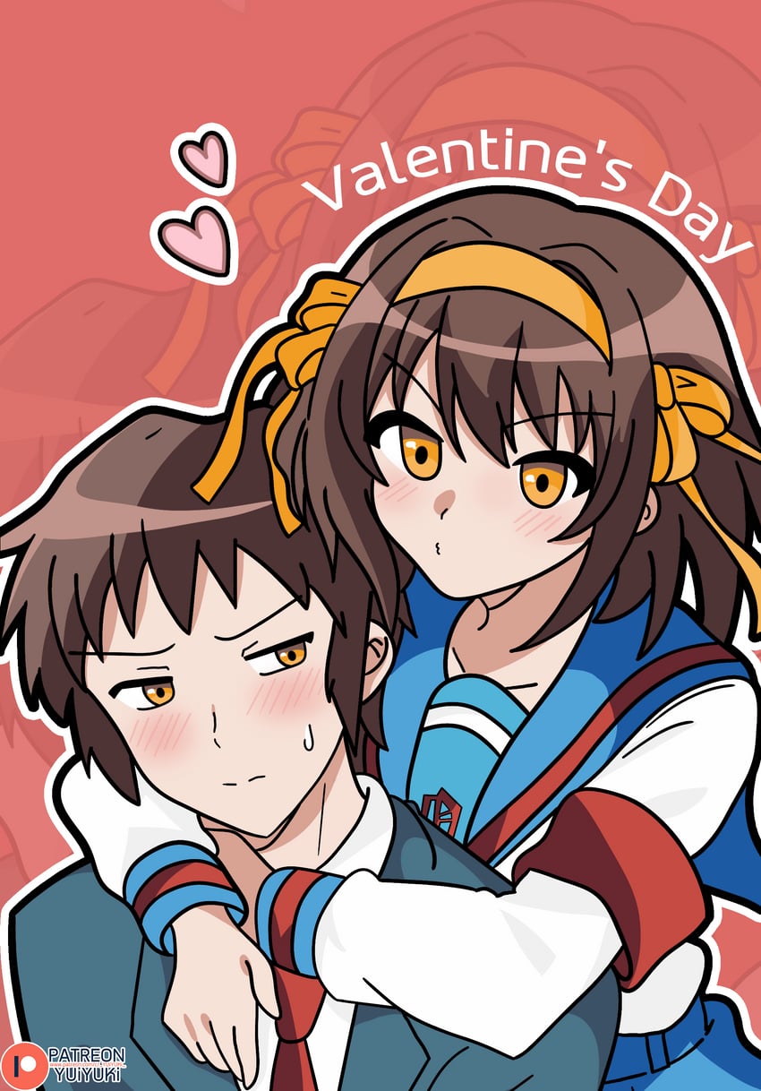 suzumiya haruhi and kyon (suzumiya haruhi no yuuutsu) drawn by yuiyu_ki