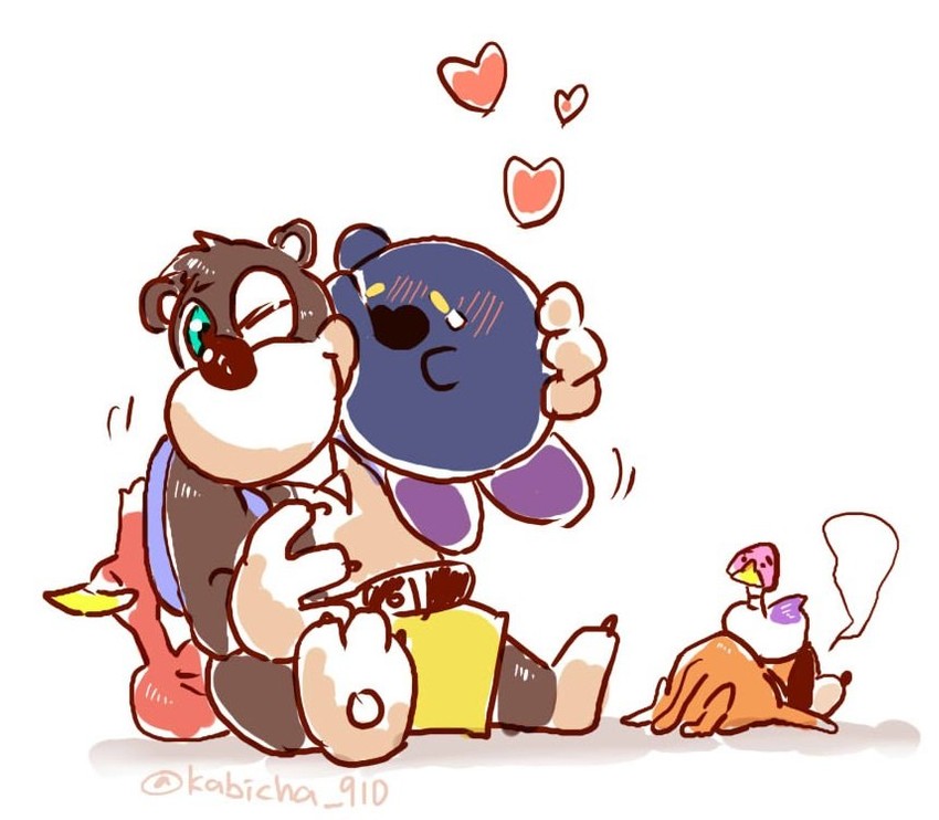kirby, kazooie, banjo, dog, and duck (kirby and 3 more) drawn by saori_(kabicha_910)