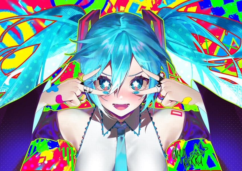 hatsune miku (vocaloid and 1 more) drawn by dyarikku