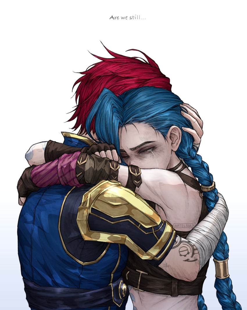 jinx, vi, arcane jinx, and arcane vi (league of legends and 1 more) drawn by artelsia