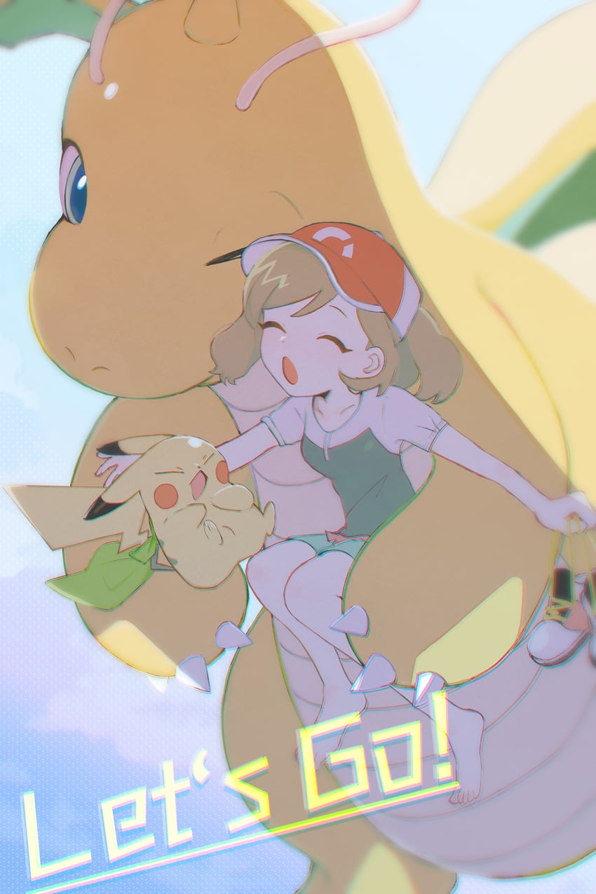 pikachu, dragonite, and elaine (pokemon and 1 more) drawn by zonbi4771