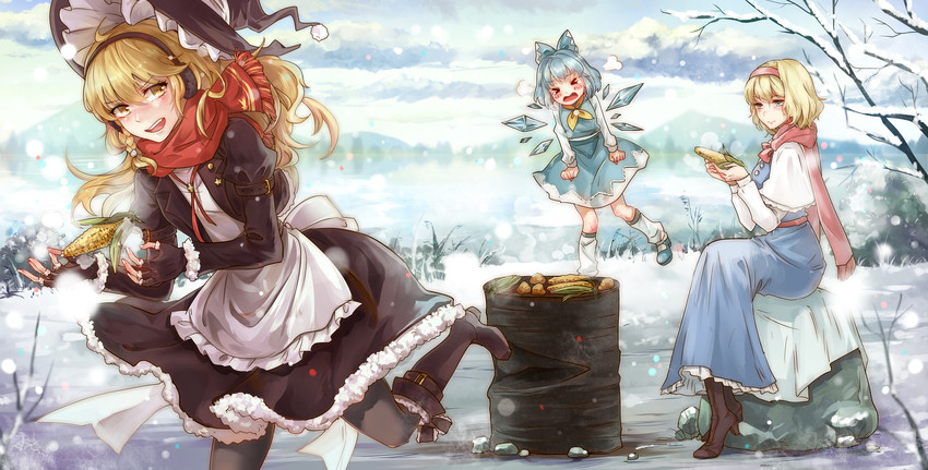 kirisame marisa, alice margatroid, and cirno (touhou) drawn by aili_(aliceandoz)