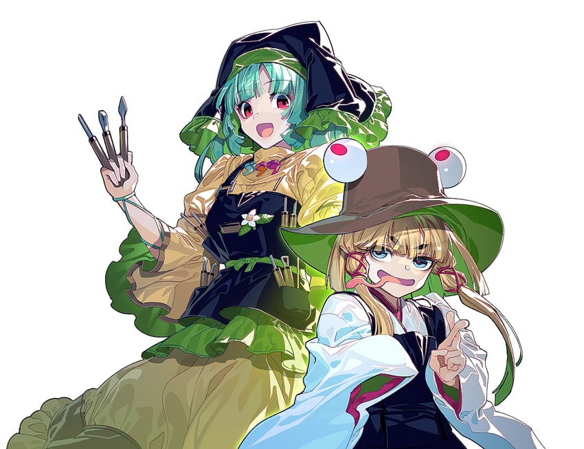 moriya suwako and haniyasushin keiki (touhou) drawn by zounose