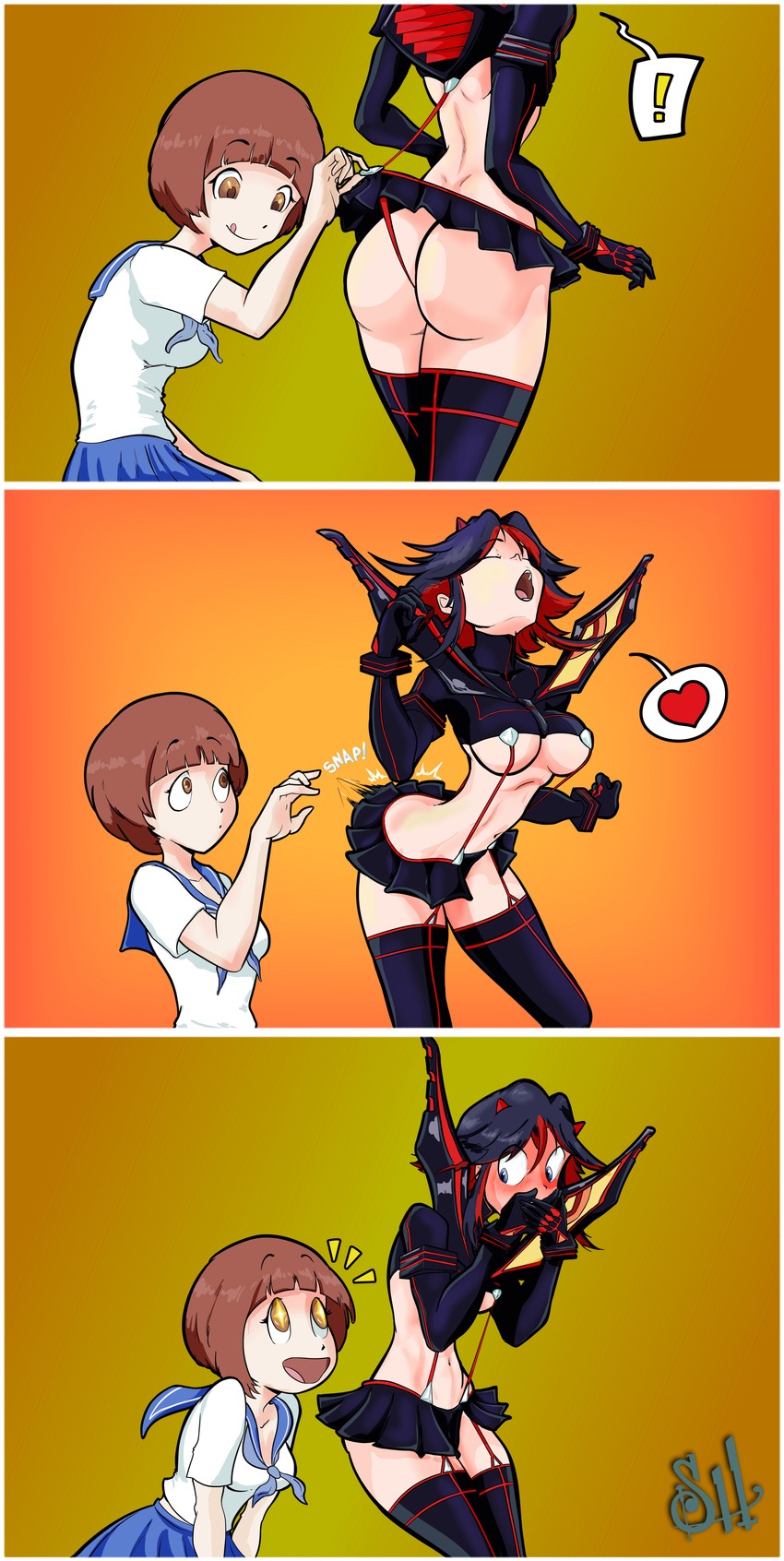 matoi ryuuko, senketsu, and mankanshoku mako (kill la kill) drawn by sealedhelm
