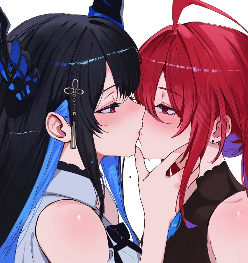 nerissa ravencroft and elizabeth rose bloodflame (hololive and 1 more) drawn by meeko_illus