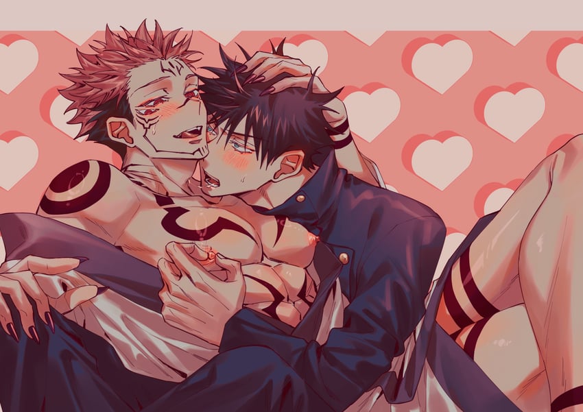 fushiguro megumi and ryoumen sukuna (jujutsu kaisen) drawn by azukiharuta_ju
