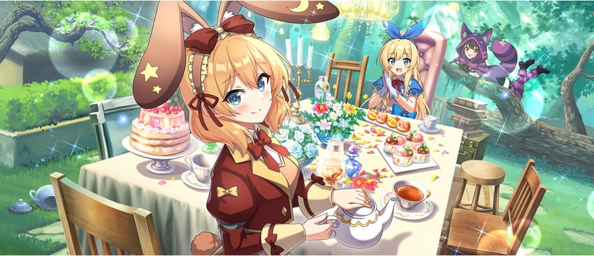 megumin, alice, cheshire cat, iris, march hare, and 1 more (kono subarashii sekai ni shukufuku wo! and 1 more)