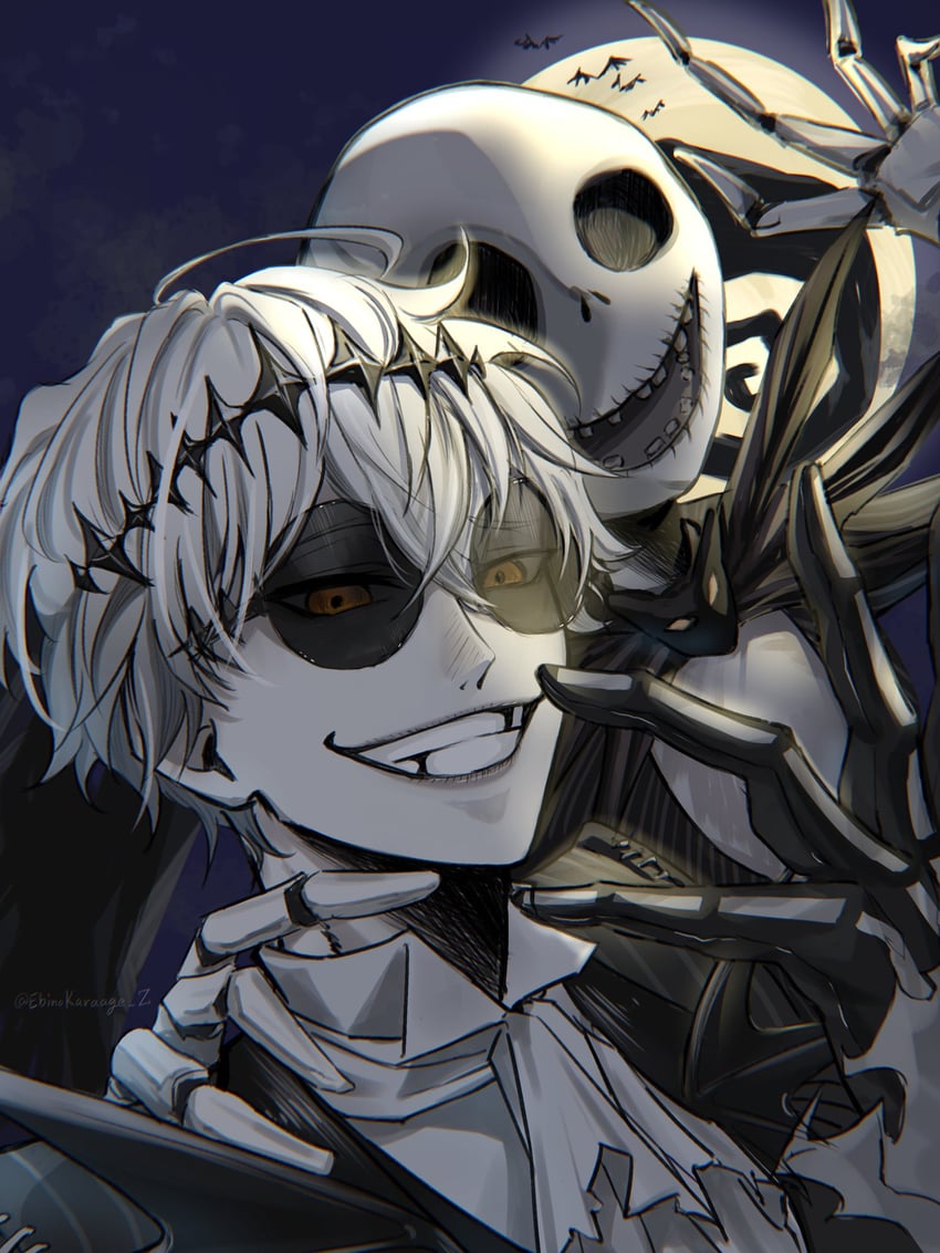 skully j. graves and jack skellington (twisted wonderland and 1 more) drawn by ebino_karaage
