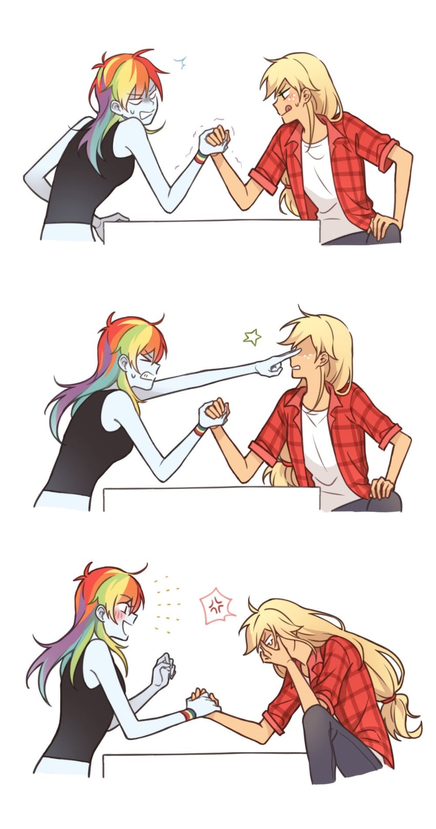 rainbow dash and applejack (my little pony) drawn by dcon_34