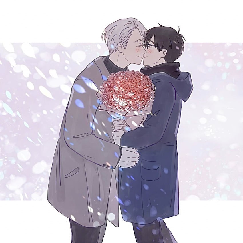 katsuki yuuri and viktor nikiforov (yuri!!! on ice) drawn by ruakikoru