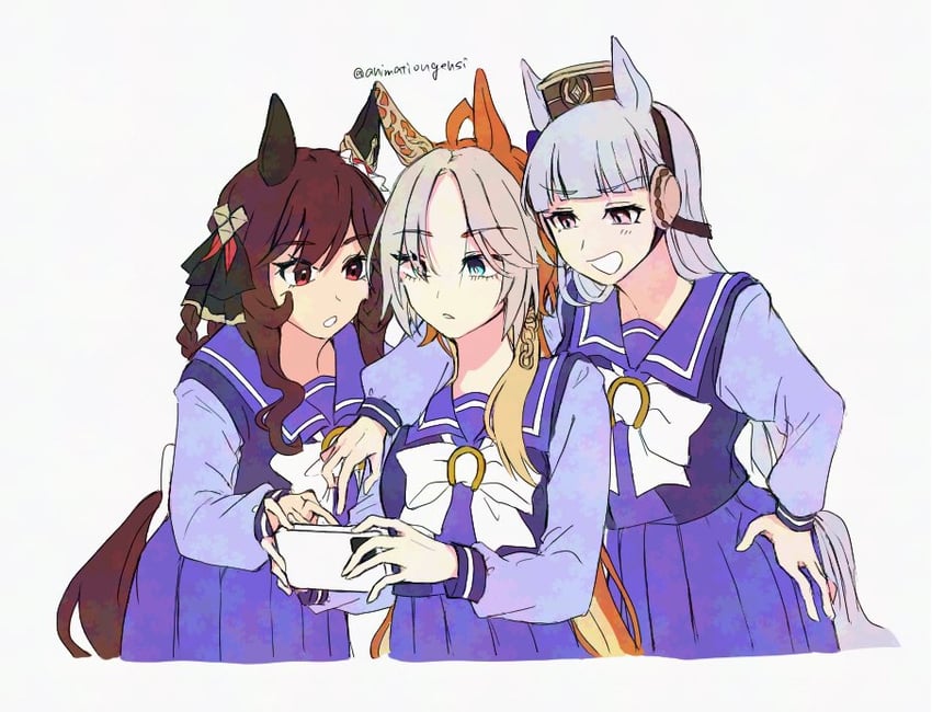 gold ship, gentildonna, and orfevre (umamusume) drawn by chuuwa_zokusei