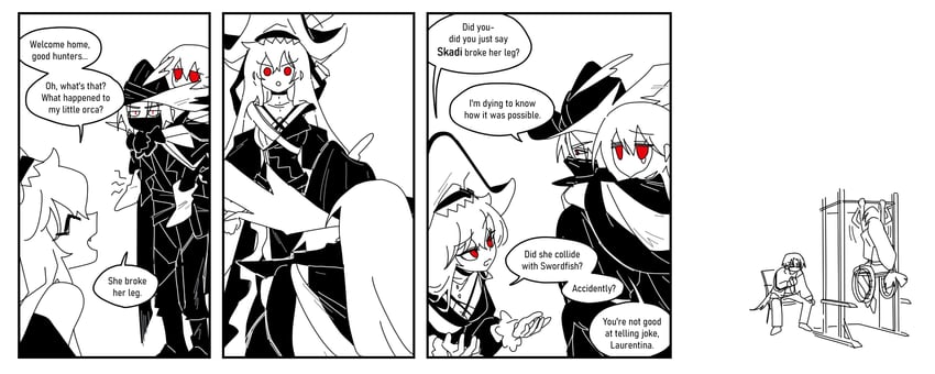 skadi, specter, specter the unchained, and ulpianus (arknights) drawn by xity