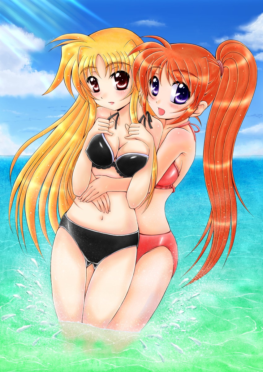 fate testarossa and takamachi nanoha (lyrical nanoha and 1 more) drawn by matcya_tounyu