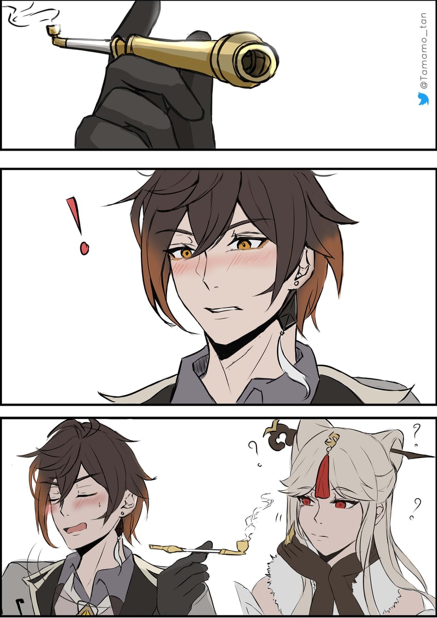 zhongli and ningguang (genshin impact) drawn by t@m@m0
