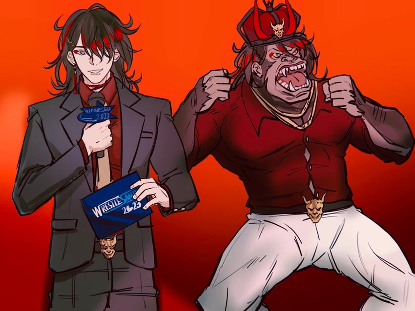 vox akuma (nijisanji and 2 more) drawn by premium_honey
