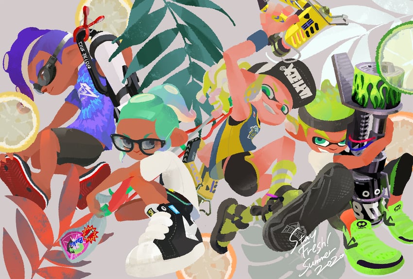 inkling player character, inkling girl, octoling player character, octoling girl, inkling boy, and 1 more (splatoon and 1 more)