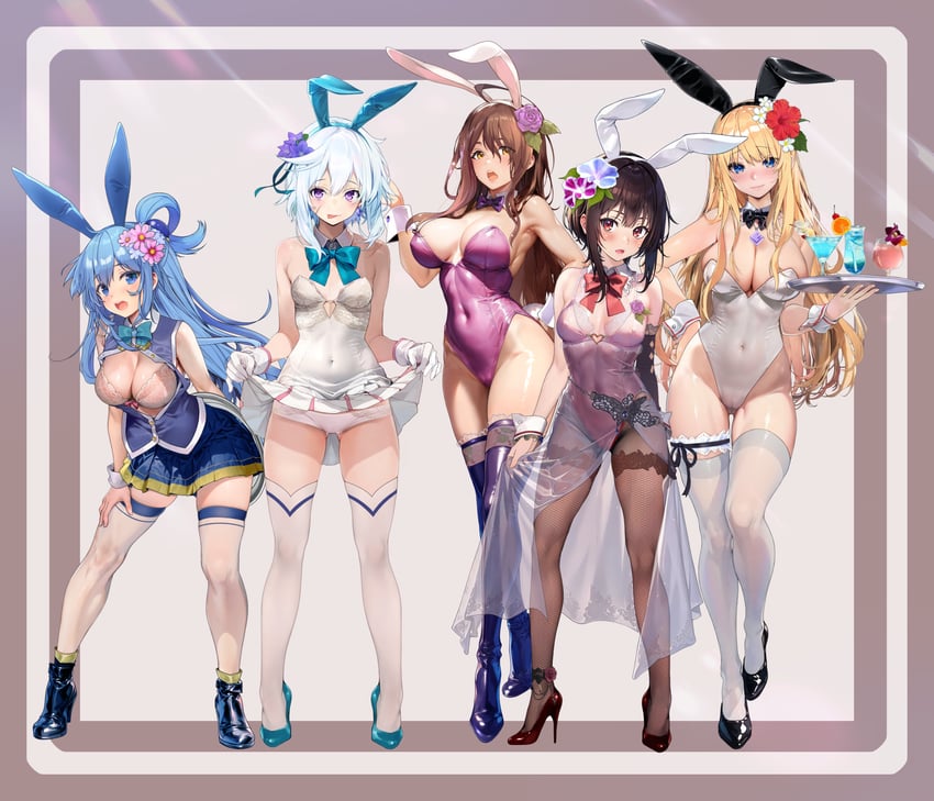 megumin, aqua, darkness, wiz, and chris (kono subarashii sekai ni shukufuku wo!) drawn by ayase_shichikai