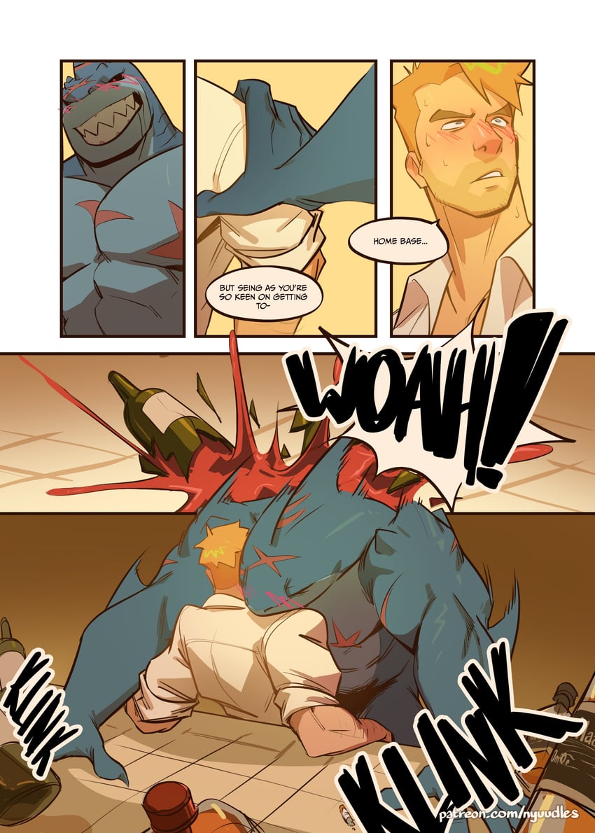 john constantine and king shark (dc comics and 1 more) drawn by nyuudles