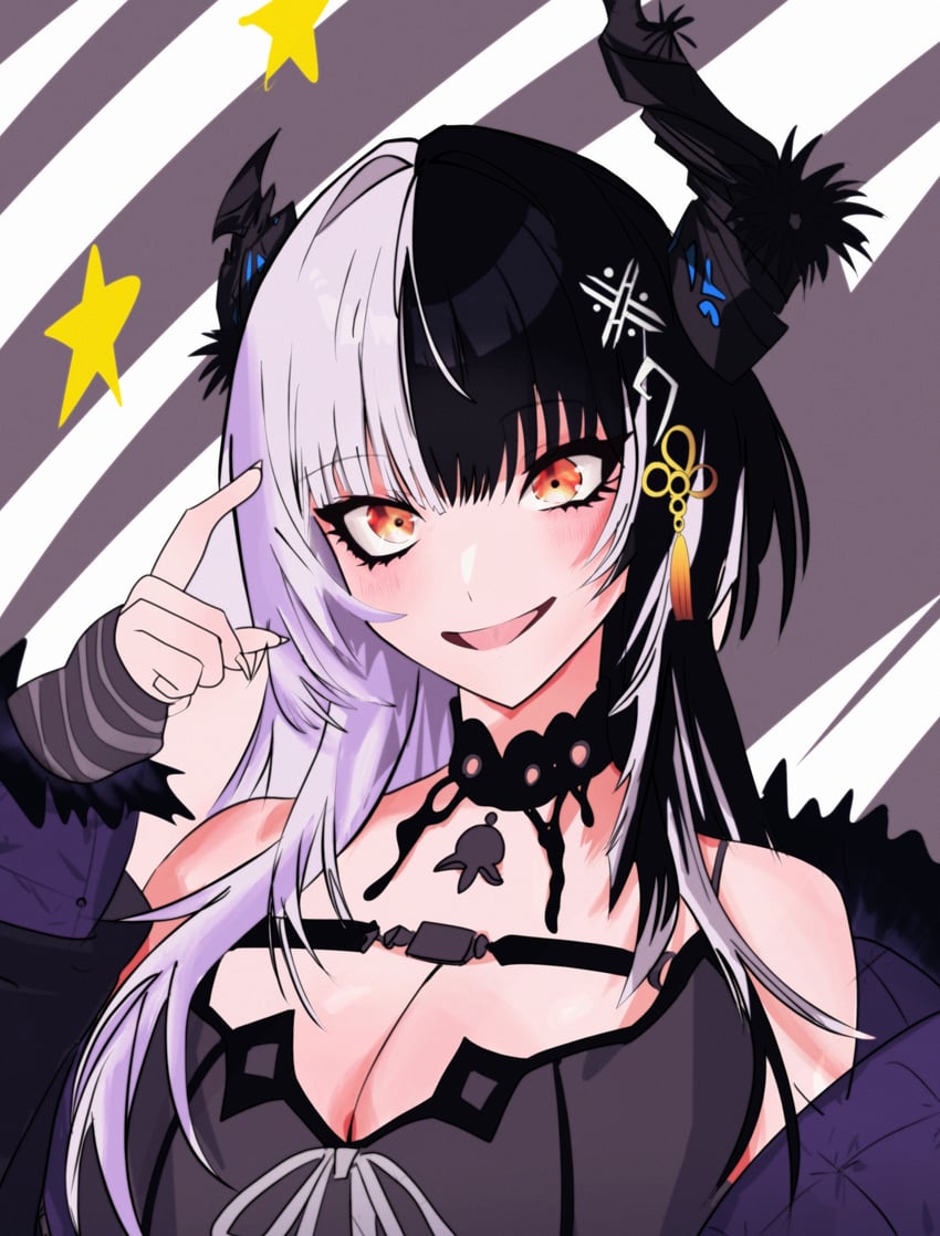 shiori novella and nerissa ravencroft (hololive and 1 more) drawn by akamiya_mumu