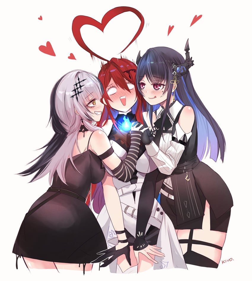 shiori novella, nerissa ravencroft, and elizabeth rose bloodflame (hololive and 1 more) drawn by kivo