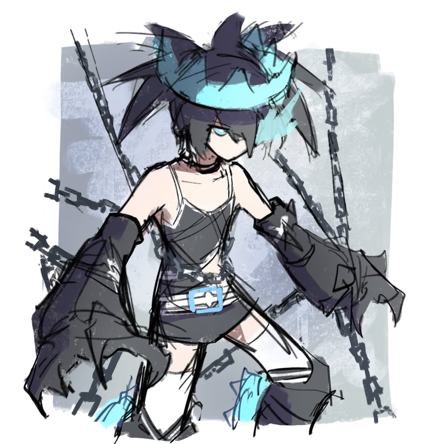 black rock shooter and black rock shooter beast (black rock shooter) drawn by mehyuew39