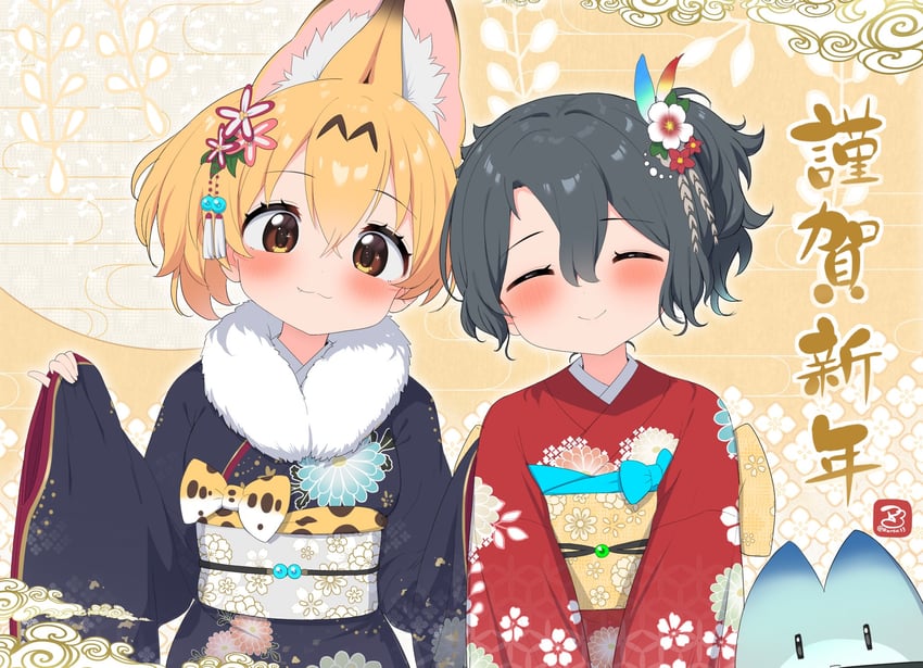serval, kaban, and lucky beast (kemono friends) drawn by ransusan