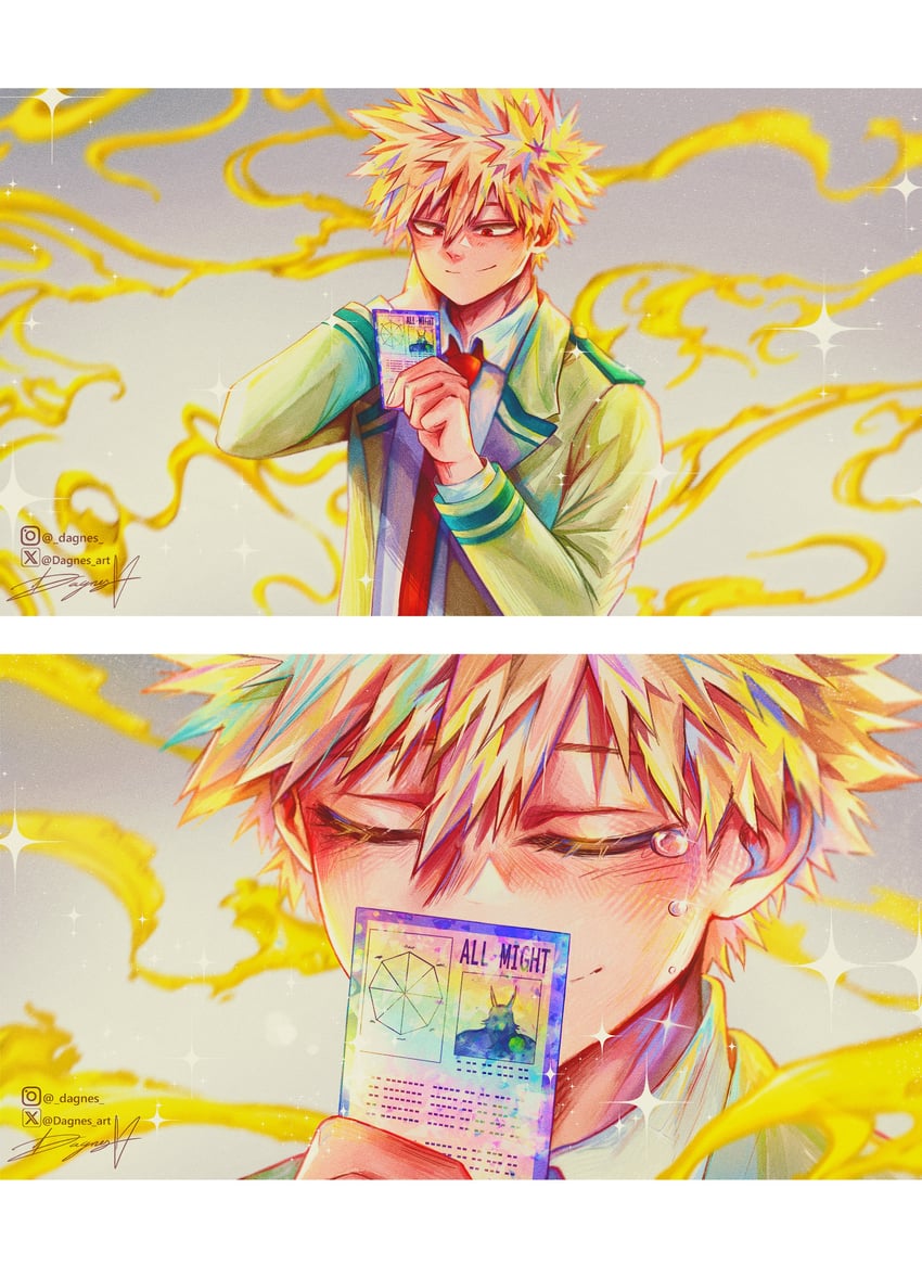 bakugou katsuki and all might (boku no hero academia) drawn by dagnes_art