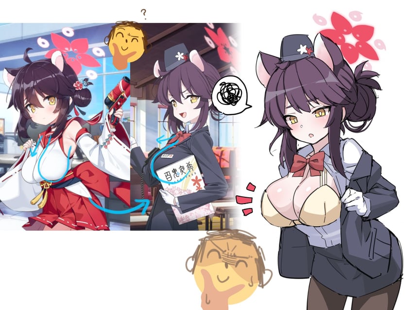 sensei, doodle sensei, and kaede (blue archive) drawn by ayagi_daifuku