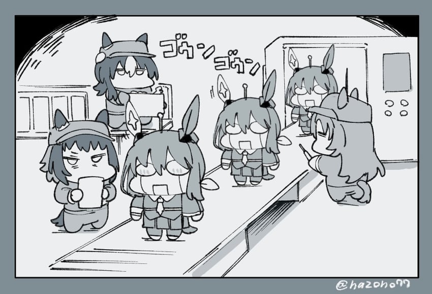 admire vega, godolphin barb, byerley turk, and darley arabian (umamusume) drawn by nazono77