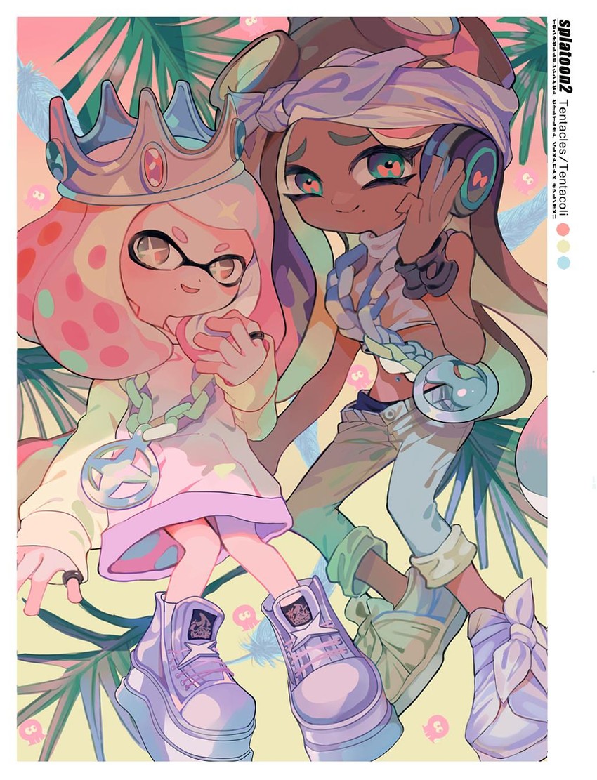 marina and pearl (splatoon and 2 more) drawn by yoshida_(ne)