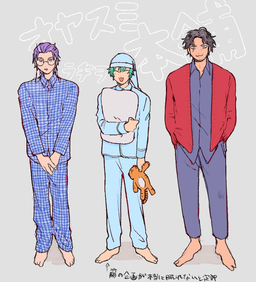 nurude sasara, amayado rei, and tsutsujimori rosho (hypnosis mic) drawn by uchi_fxxk