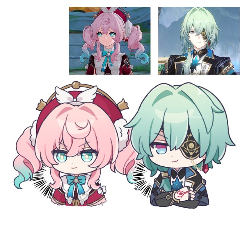 anaxa and hyacine (honkai and 1 more) drawn by amuster12