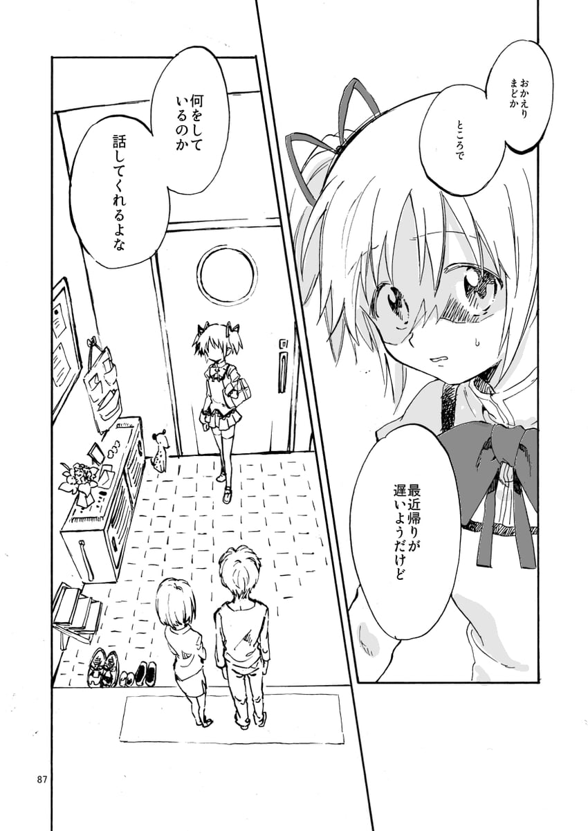 kaname madoka, kaname junko, and kaname tomohisa (mahou shoujo madoka magica) drawn by no+bi=