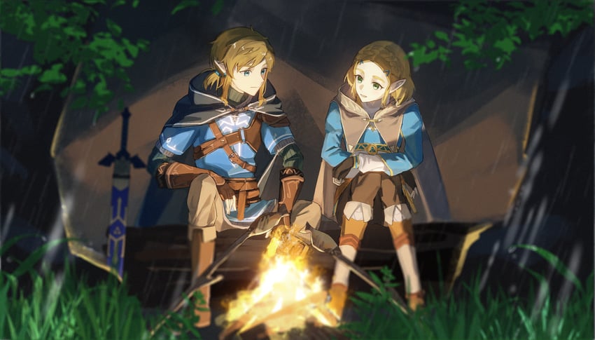 link and princess zelda (the legend of zelda and 1 more) drawn by missholmes
