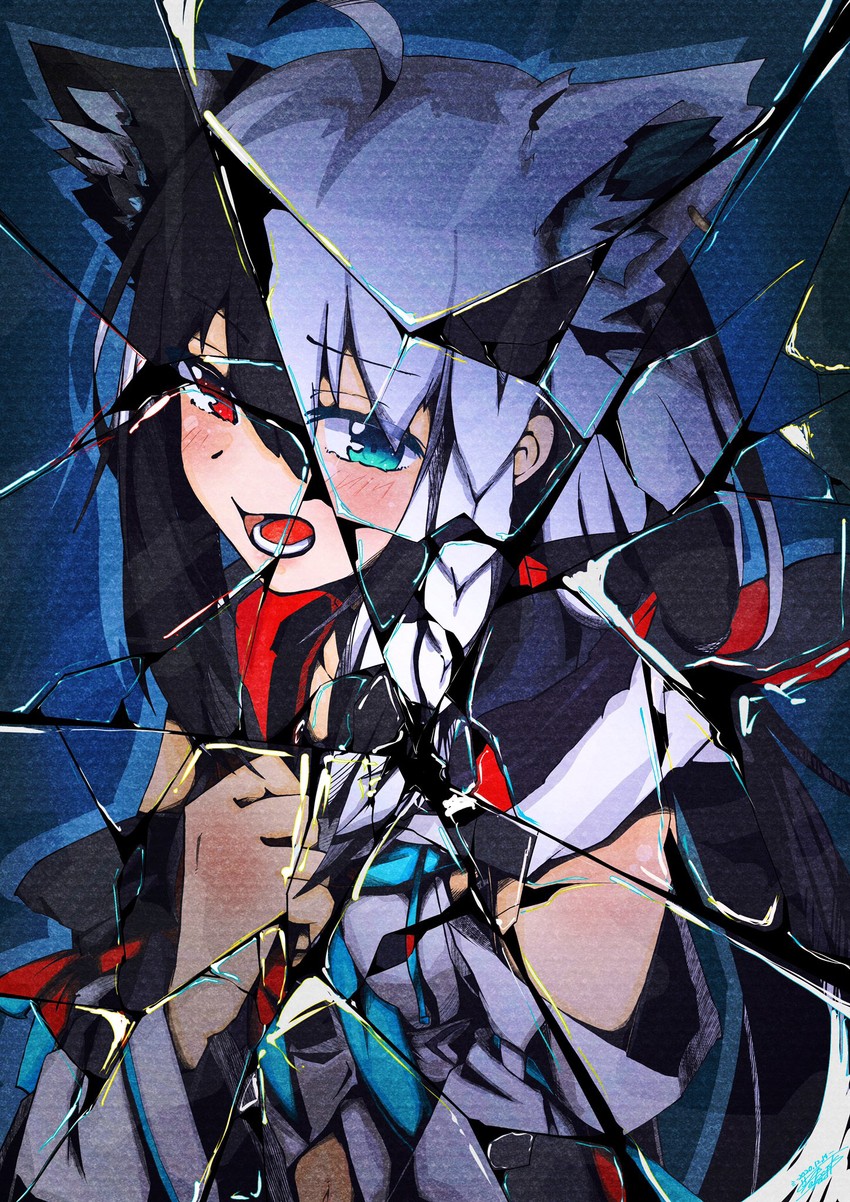 shirakami fubuki and kurokami fubuki (hololive) drawn by aoi_rt0