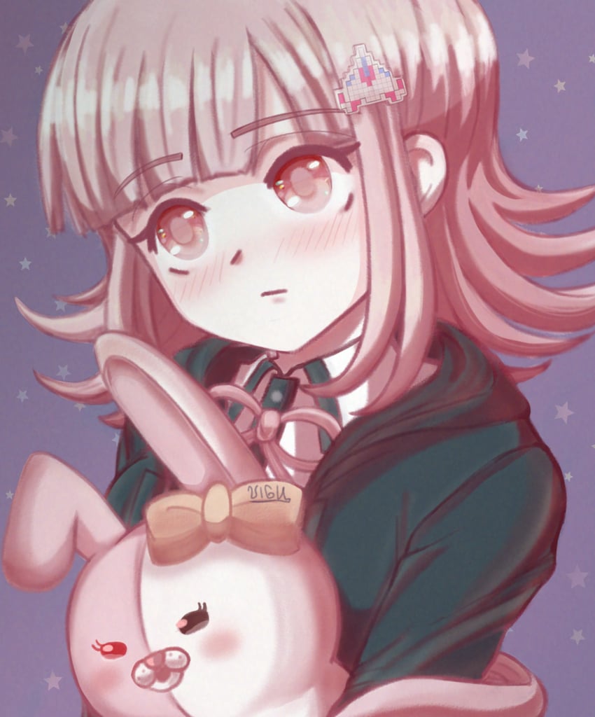 nanami chiaki and monomi (danganronpa and 2 more) drawn by twilvigu