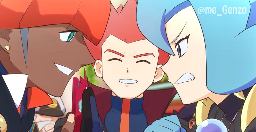 rotom, raihan, rotom phone, lance, clair, and 1 more (pokemon and 3 more) drawn by genzou_(me_genzo)